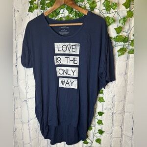 NEW DIRECTIONS "LOVE‎ IS THE ONLY WAY" NAVY LONG COMFY SHIRT XL NAVY